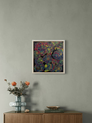 Floral abstract - Acrylic on canvas,Pour art (12”*12”)By Artist Suhasini Arava