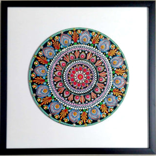 Dot mandala - Acrylic on canvasboard(12"Diameter) by Artist Suhasini Arava