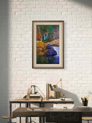 Waterfall and mountains love - Acrylic on canvas (57cm*35cm) By Artist suryakant Mohapatra