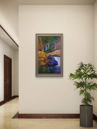 Waterfall and mountains love - Acrylic on canvas (57cm*35cm) By Artist suryakant Mohapatra