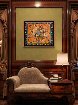 Radha Krishna mural painting- acrylic on canvas board(40”*50”) By Artist Sanjana Banka