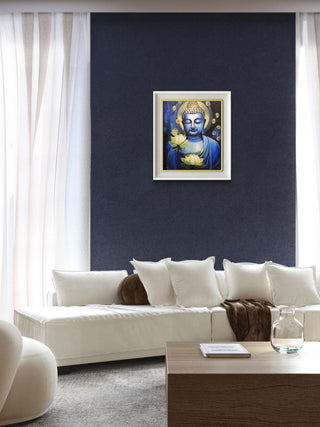 Buddha (Lotus meditation)-Acrylic on canvas (Framed)(22”*25”)By Artist Rekha Dev