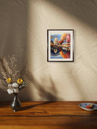 Reflections By The Lake -Acrylic on canvas (framed)(14”*18”)By Artist Rekha Dev