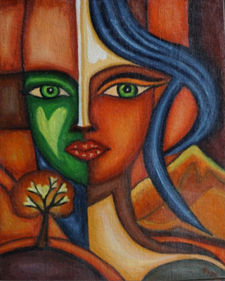 Duality of Nature and Self - Acrylic On Canvas (25cmX30cm) by Artist Divya Kumari