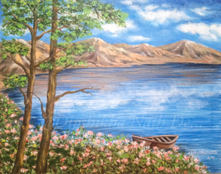 The lake view -Acrylic on canvas with frame (20”*16”)By Artist Dipshikha Nath De