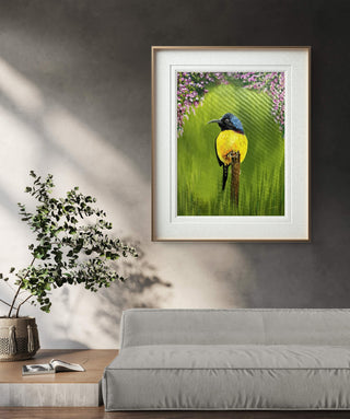 Green -Tailed Sunbird -Acrylic On Canvas (24"*18") By Artist Purva Rajan Bhangle