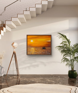 Sunset in chillika -Acrylic On Canvas (20"*16")By Artist Dipshikha Nath De