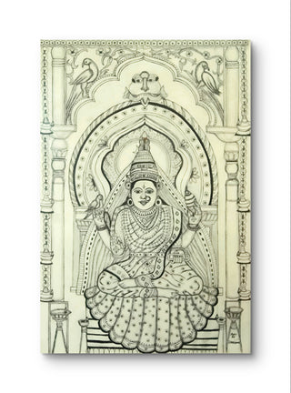 Sringri Sharda - Graphite on Cartridge Sheet (21" * 14.5") By Artist Lakshmi Krishnamurthy