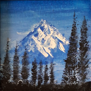Winter Mountain-Acrylic On Canvas (6"*6") By Artist Nagnath V Sawant