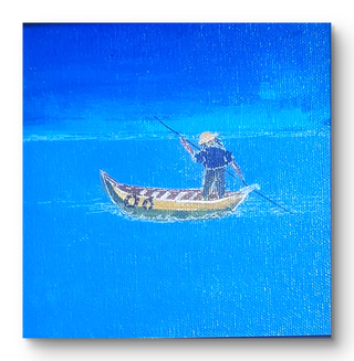 Fisherman -Acrylic On Canvas (6" * 6") By Artist Nagnath V Sawant