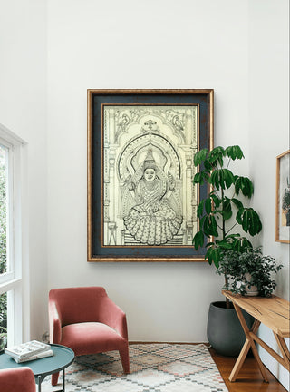 Sringri Sharda - Graphite on Cartridge Sheet (21" * 14.5") By Artist Lakshmi Krishnamurthy