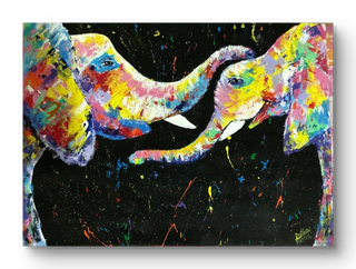 Grace Elephant In Abstract-Acrylic (palette knife)(18"*24") By Artist Dharam Rathod