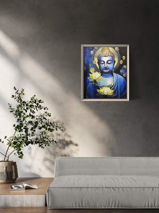 Buddha (Lotus meditation)-Acrylic on canvas (Framed)(22”*25”)By Artist Rekha Dev