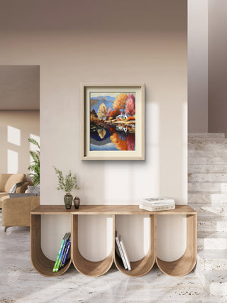 Reflections By The Lake -Acrylic on canvas (framed)(14”*18”)By Artist Rekha Dev