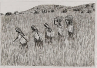 Hard working women - charcoal on paper(200 gsm ) (11"*15.5")by Artist B.Deepthi