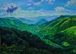 Valley of Meghalaya -Acrylic on canvas (15.7”*11.8”) By Artist Suryakant Mohapatra