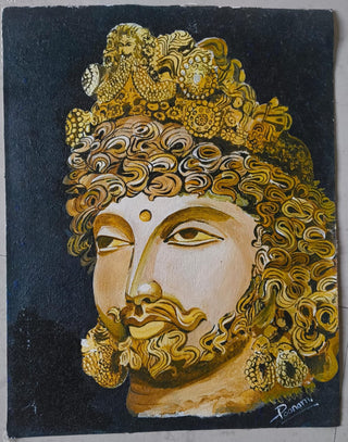 Indo Greek Budh - Acrylic on canvas (12”*15.5”) By Artist Poonam Solanki