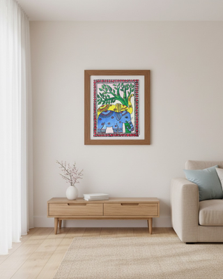 Hrstagajah- Acrylic on canvas (8”*10”) By Artist Poonam Solanki