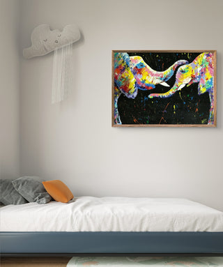 Grace Elephant In Abstract-Acrylic (palette knife)(18"*24") By Artist Dharam Rathod