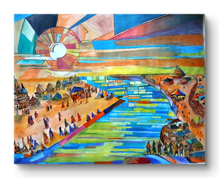 A Depiction Of Cultural Gathering-Water colour (13"*10")By Artist Binita Saha