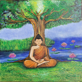 Buddha Meditating -Acrylic On Canvas (12"*12")By Artist Purva Rajan Bhangle