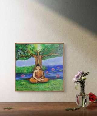 Buddha Meditating -Acrylic On Canvas (12"*12")By Artist Purva Rajan Bhangle