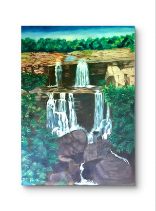 Singing of waterfalls 2 - Acrylic (40cm * 30cm) By Artist Suryakanta Mohapatra