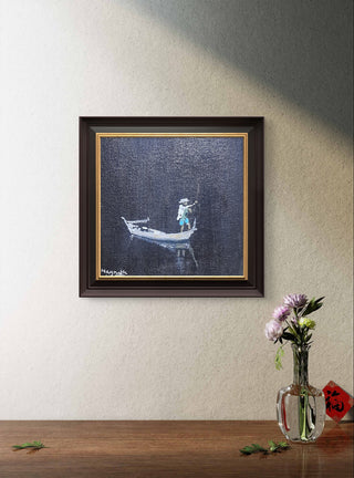 Fisherman in Night - Acrylic on Canvas (6" * 6") By Artist Nagnath V Sawant