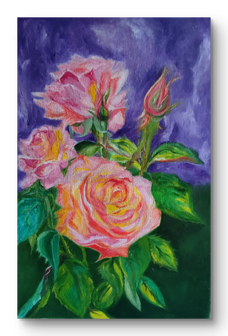 Roses -Oil painting on Canvas (16"*12") By Artist Mary Ray